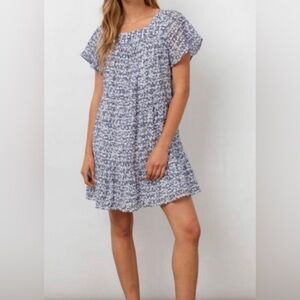 Rails Navy Floral Camellia Seersucker Valentina Peasant Dress womens S like new!